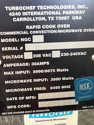 Used TURBOCHEF NGC Ovens Florida US | BAM Discount Restaurant Equipment #1496400