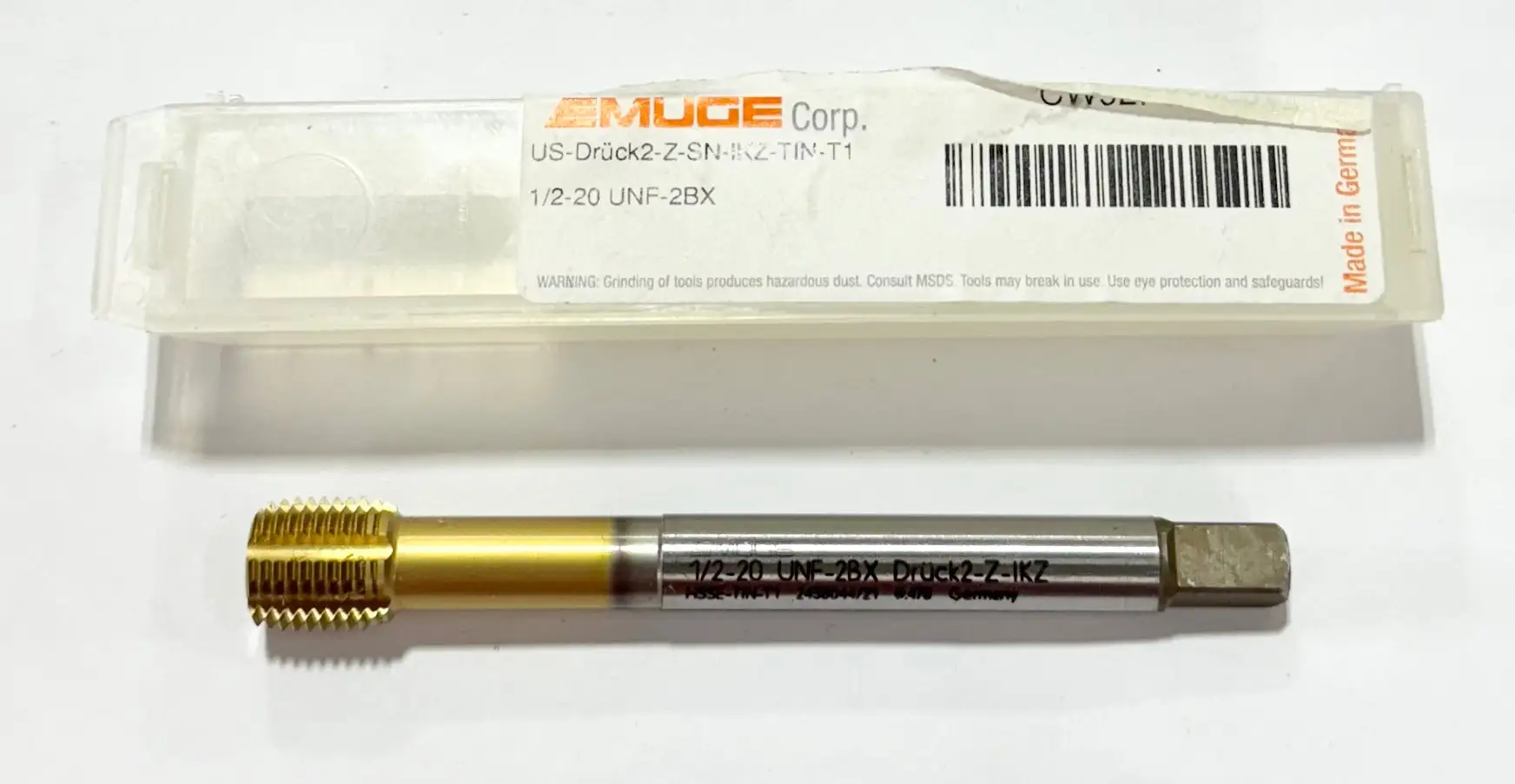EMUGE 1/2"-20 UNF-2BX Cobalt Thread Forming Tap Tin Coated