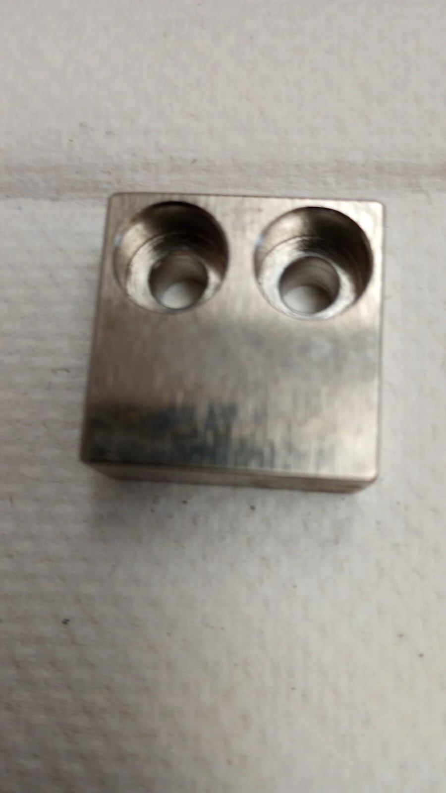 USED Misumi Stopper Block 40HRC 1045 Carbon Steel Counterbored