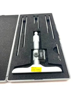 USED SPI MECHANICAL DEPTH MICROMETER 0-6" ROD SET, RATCHET STOP THIMBLE