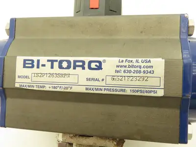BI-TORQ IS2P1263SRPN 1/4 Turn Pneumatic Actuator 1-1/4" Stainless Ball Valve