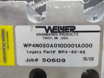 Welker WPA-40-48 Air Cylinder Shot-Pin Assy w/ WCP-002 50mmStroke 63mmBore Used