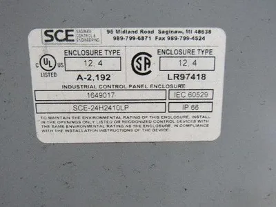 SCE 24H2410LP 24"x24"x10" Wall Mount Electrical JIC Enclosure w/Backplate
