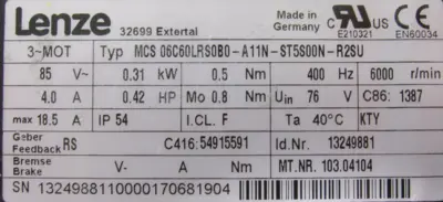 NEW LENZE MCS06C60LRS0B0-A11N-ST5S00N-R2SU SERVO MOTOR 32699