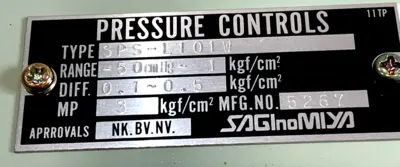 NEW SAGINOMIYA SPS-L101W PRESSURE SWITCH 5AMP 250V SPSL101W