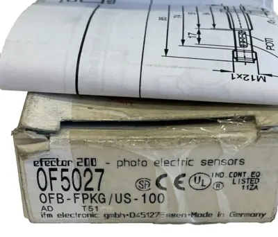 NEW IFM EFECTOR OFB-FPKG/US-100 DIFFUSE SENSOR OF5027