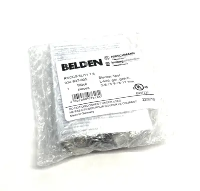 RSCCS 5L/11 1,5 | Belden  Straight Male Cable Connector 5-Pin L-Coded 934937005 - New