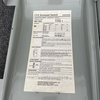 Used Siemens NF-352 Misc Industrial Equipment California US | Davliegogo LLC #1727937