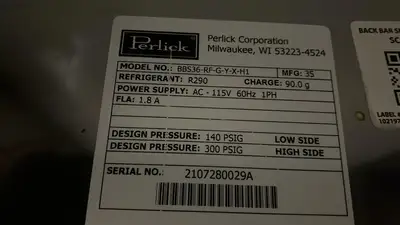 Used Perlick Used 36" Perlick BBS36 Refrigerated Back Bar Cooler 7.4 Cu Ft Capacity - TH1 Bottle Coolers Illinois US | Falcon Restaurant Supply #1374929