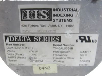 NEW INDUSTRIAL INDEXING SYSTEMS DBM-400/15R1X-UL MOTOR 400W DBM40015R1XUL