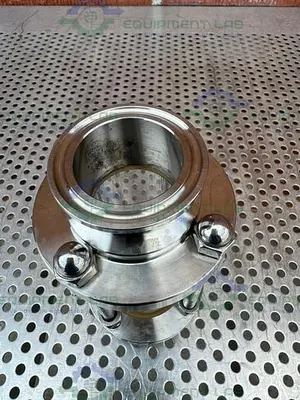 USED 316L STAINLESS STEEL SINGLE WALL  IN LINE SIGHT GLASS W/ 1 1/2" SANITARY FITTING