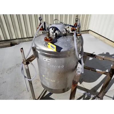 Used Stainless Steel ASME Vessel Liquid Full Vacuum Tank - 130 Gal.