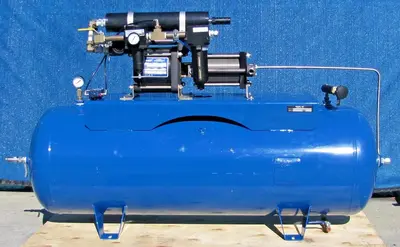 Haskel 8AGD-2 Single Stage Double Action Gas Booster with 80 Gallon Tank