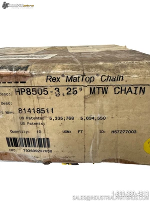New | in-Stock REXNORD HP8505-3.25 MTW CHAIN Conveyor Parts Kentucky US | Industrial Parts R Us Inc. #1341214