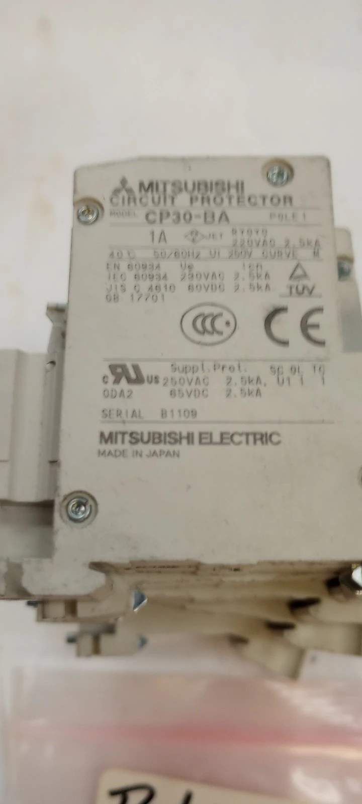 Used Mitsubishi Mitsubishi CP30-BA Circuit Protector 1 Pole  1 AMP Circuit Breakers Arizona US | ASSET CONVERSION SPECIALISTS, INC. #1418218