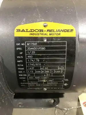 Baldor M1754T 1/0.25HP Electric Motor 1740/870RPM 460V 60Hz 3PH TEFC