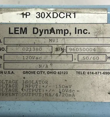 Used LEM DYNAMP MVI Misc Electrical & Power Parts | Surplus Asset Holdings #1219215