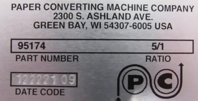 NEW PAPER CONVERTING MACHINE COMPANY 95174 GEAR REDUCER 5:1