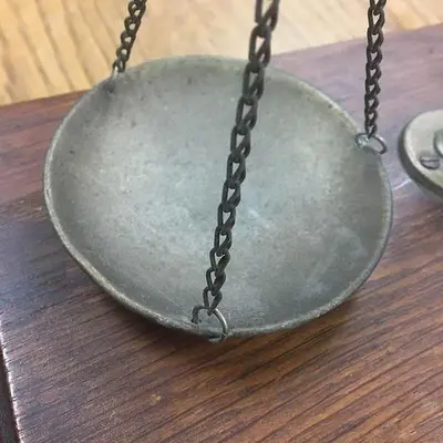 2524-385 Antique Brass Analytical Apothecary Jewelry, Coin, Balance Beam Scale Circa 1800’s