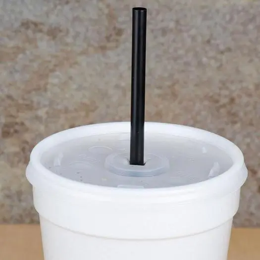 7 3/4" Jumbo Unwrapped Black Straw - 5000 / Case