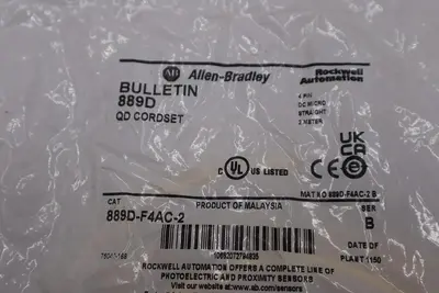 NEW AB Allen Bradley Bulletin QD Cordset 889D-F4AC-2 Ser. B STK GF285A