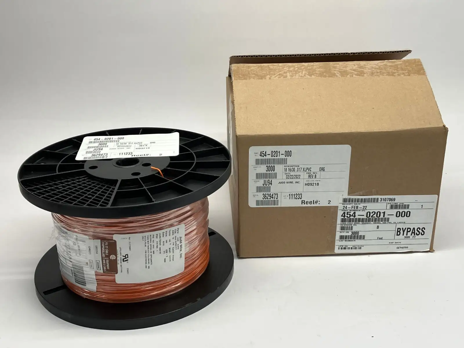 NEW JUDD WIRE 18 AWG WIRE, ORANGE, STYLE 1430, XLPVC 300V  16/30