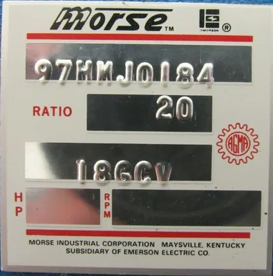 NEW MORSE 18GCV GEAR REDUCER 20:1 97HMJ0184 18GCV20RU56C