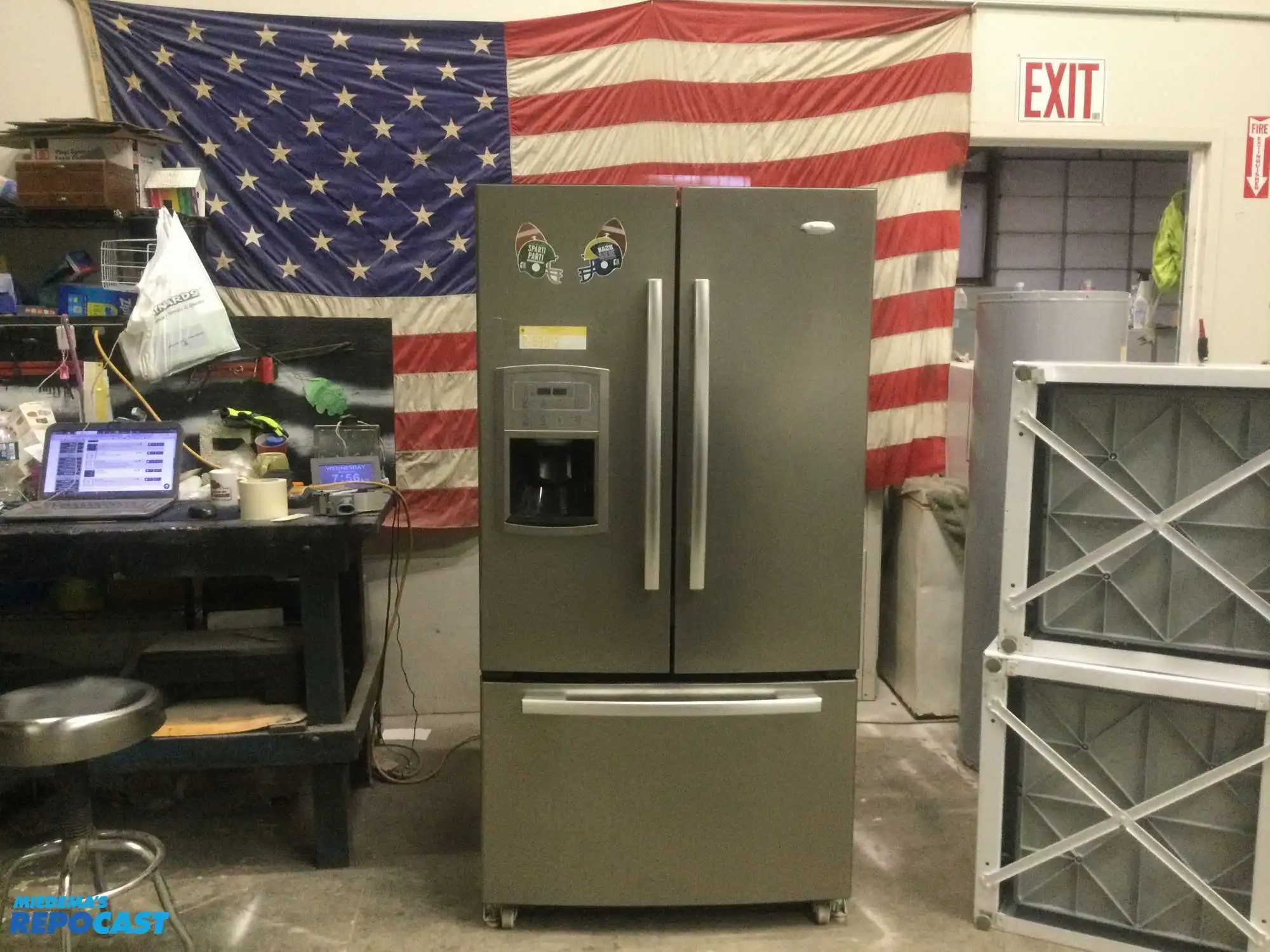 USED WHIRLPOOL GOLD FRENCH DOOR FREEZER ON BOTTOM STAINLESS STEEL REFRIGERATOR ENERGY STAR HIGH EFFICIENCY
