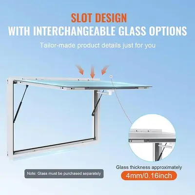 Concession Window 60"x36",  Food Truck Service Window with Awning Door & Drag Hook