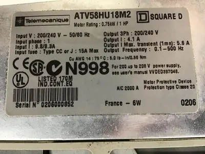 USED TELEMECANIQUE ATV58HU18M2