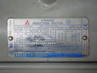 Teco-westinghouse  7.5 Hp  Induction Motor