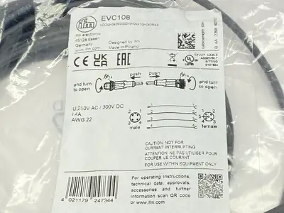NEW IFM A-CODED CONNECTION CABLE M12 10M LENGTH VDOGH040MSS0010H04STGH040
