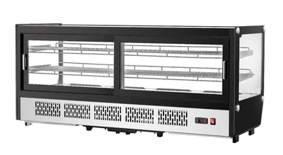 Migali 60” Wide Counter-Top Straight Glass Display Case Refrigerator