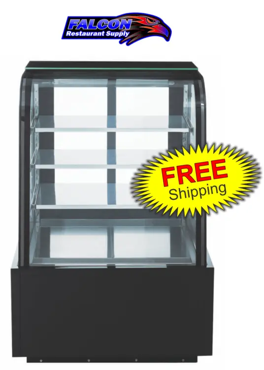 New | in-Stock Dukers New Dukers DDM36R-CB Curved Glass 36" Cake Showcase Display Refrigerators Illinois US | Falcon Restaurant Supply #1376314