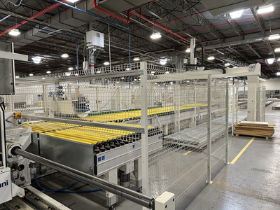 Stefani Evolution SSB Double-Sided Edgebander w/ Mahros Automatic Vacuum Loading & Unloading