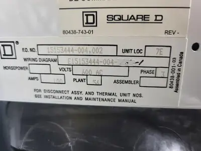 USED SQUARE D MODEL 6