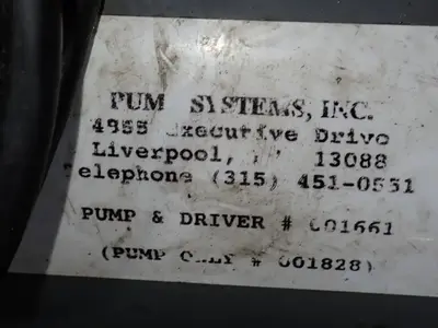 USED PUMP SYSTEMS INC 001828 B