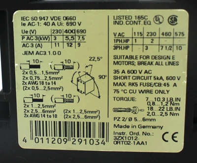 USED SIEMENS 3RT1024-1B..0