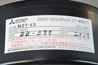 Mitsubishi Electric MZT-53. Zero-Phase Current Transformer. 6E-11
