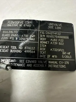 Used FLOWSERVE D66174F22 Misc Electrical & Power Parts Ohio US | Surplus Asset Holdings #1241376