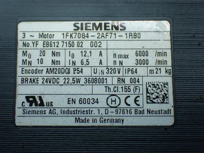 USED SIEMENS 1FK70842AF711RB0