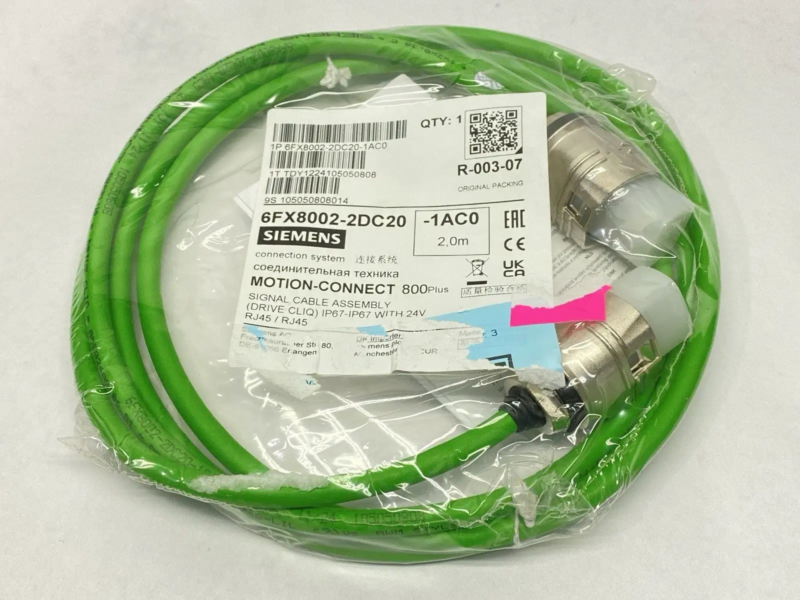 NEW SIEMENS SINAMICS DRIVE-CLIQ MOTOR SIGNAL CABLE 2M