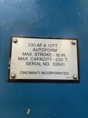 USED CINCINNATI 230 AF X 12FT