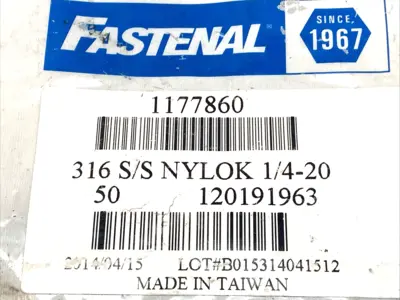New | in-Stock Fastenal Nylon Insert Lock Nut Stainless Steel 1/4"-20 PACK OF 50 Nuts & Screws Michigan US | Maverick Industrial Sales #1487414