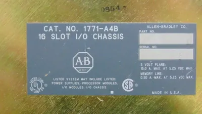 Allen Bradley 1771-A4B PLC-5 16 Slot I/O Chassis Module No Lock-In Tabs Used