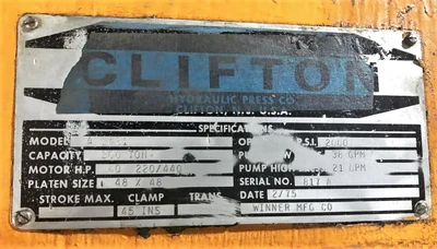 USED CLIFTON CLIFTON A 1461 PRESS