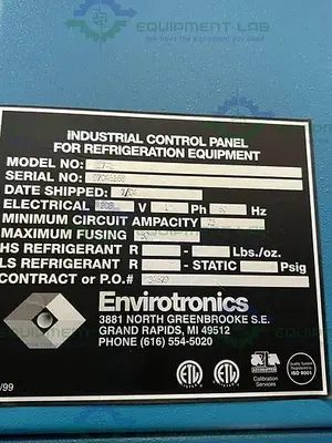 USED ENVIROTRONICS E27-H BURN-IN OVEN AMBIENT  +10°C TO 177°C, 27CU, FT W/ MANUAL