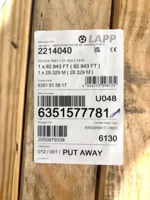 2214040 | LAPP  Cable OLFLEX TRAY II CY 4G2.5 14/4C 92 FT 4C 14 AWG Black - New Other