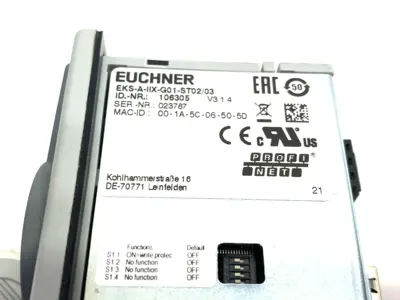 USED EUCHNER ELECTRONIC KEY PROFINET ADAPTER EKS-A-IIX-G01-ST02/03 W/ KEY