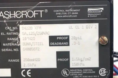 NEW ASHCROFT B422B-XFM PRESSURE SWITCH B422BXFM